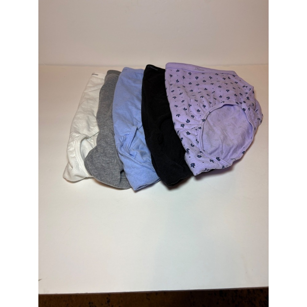 Hanes Womens Cotton Brief Underwear Multi Pack Solids‎ and Print Lot of 5